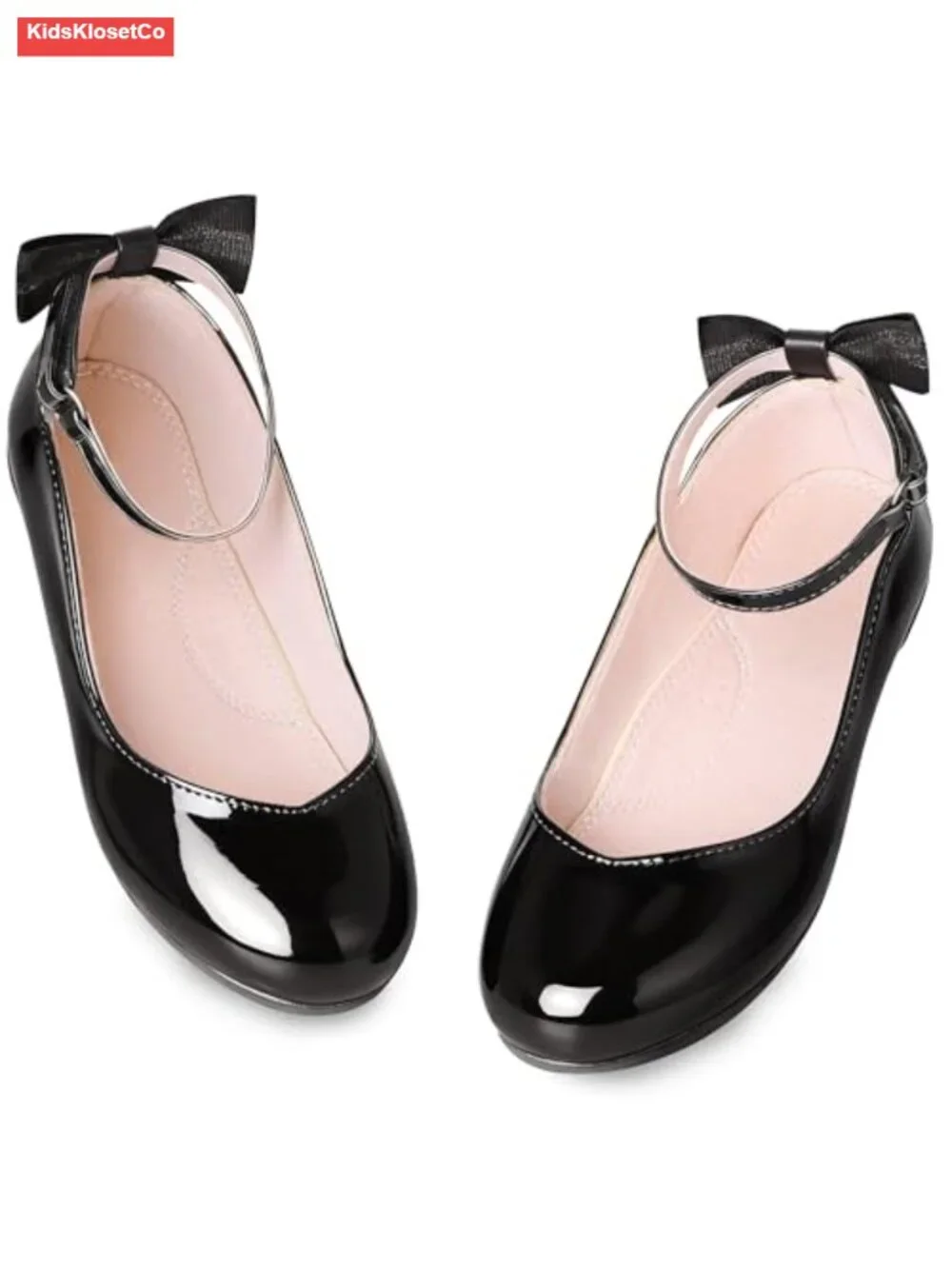 Girls Mary Jane Flats Bow Ankle Strap School Party Shoes